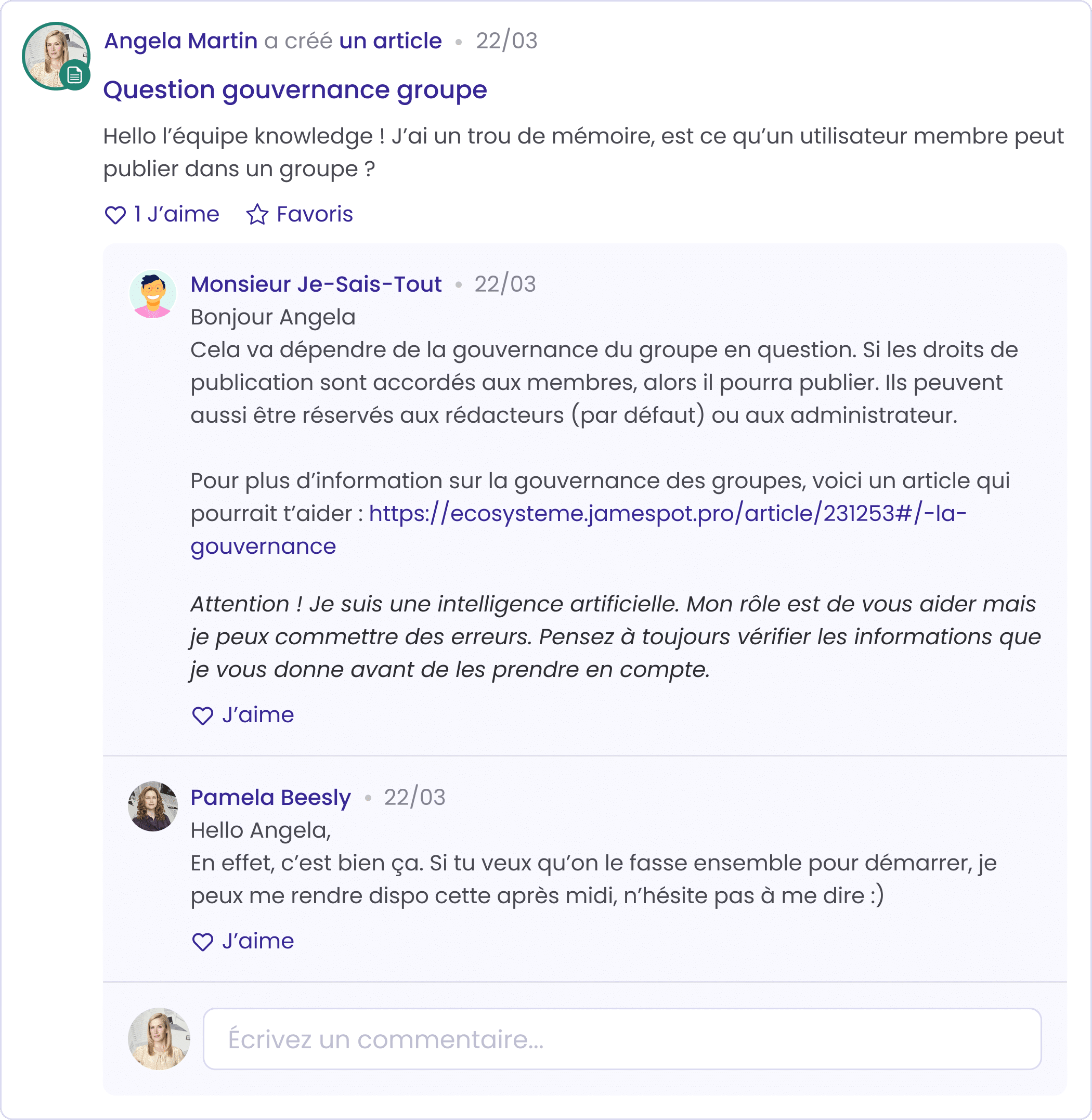 Les nouvelles applications Jamespot de 2025 3 Les Extrabots, des agents IA intelligents pour renforcer les performances internes