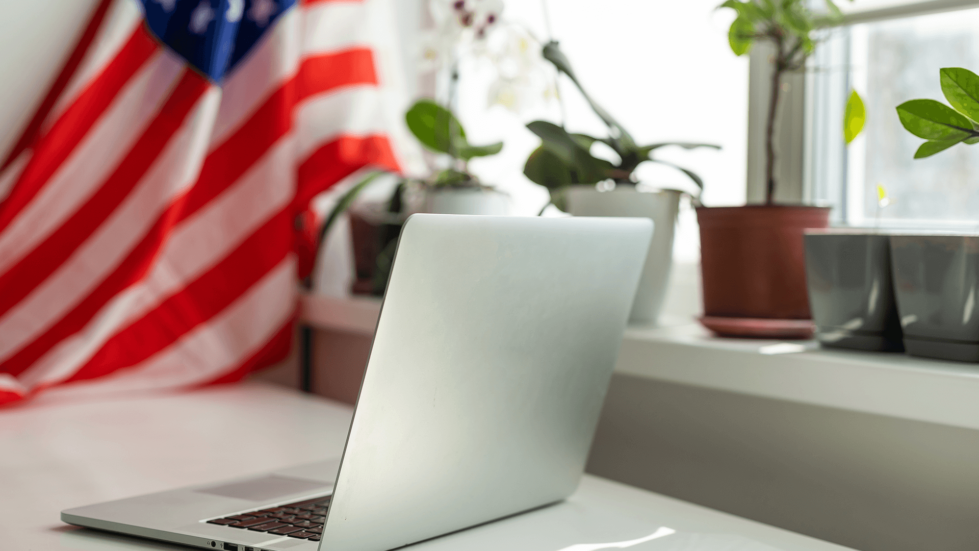 usa flag and video by laptop videoconference 2025 01 09 12 08 46 utc